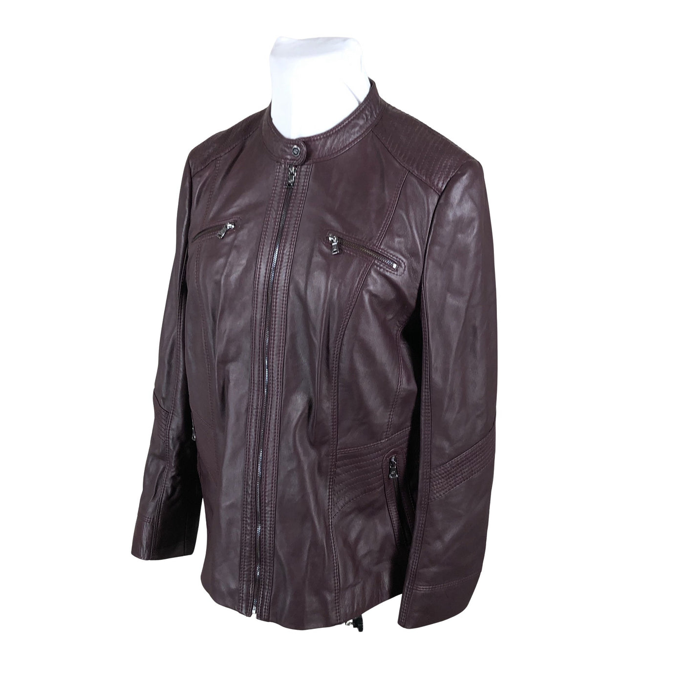 Unisex Gerry Weber - Leather jacket, size 48 - Wine red (3)