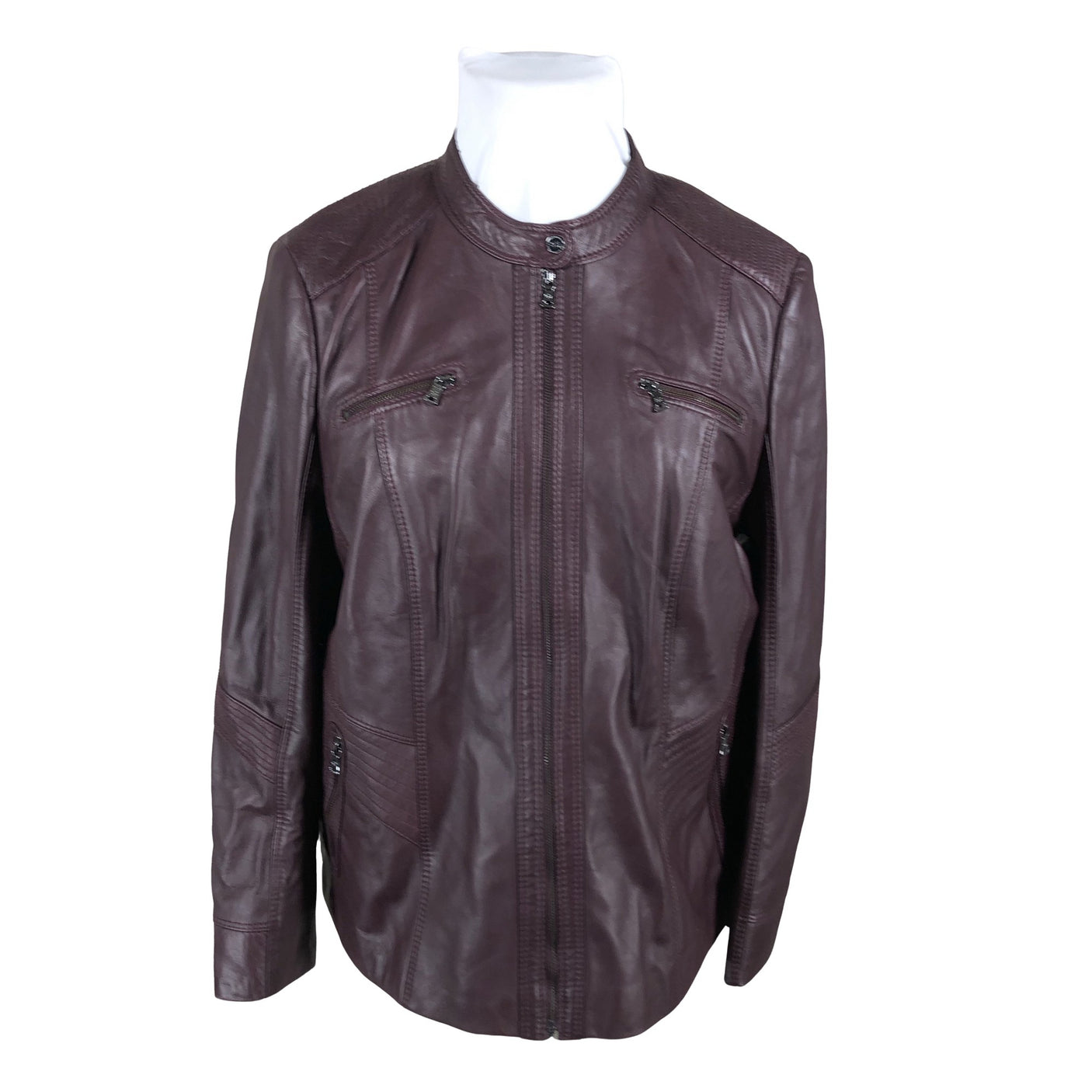 Unisex Gerry Weber - Leather jacket, size 48 - Wine red (1)