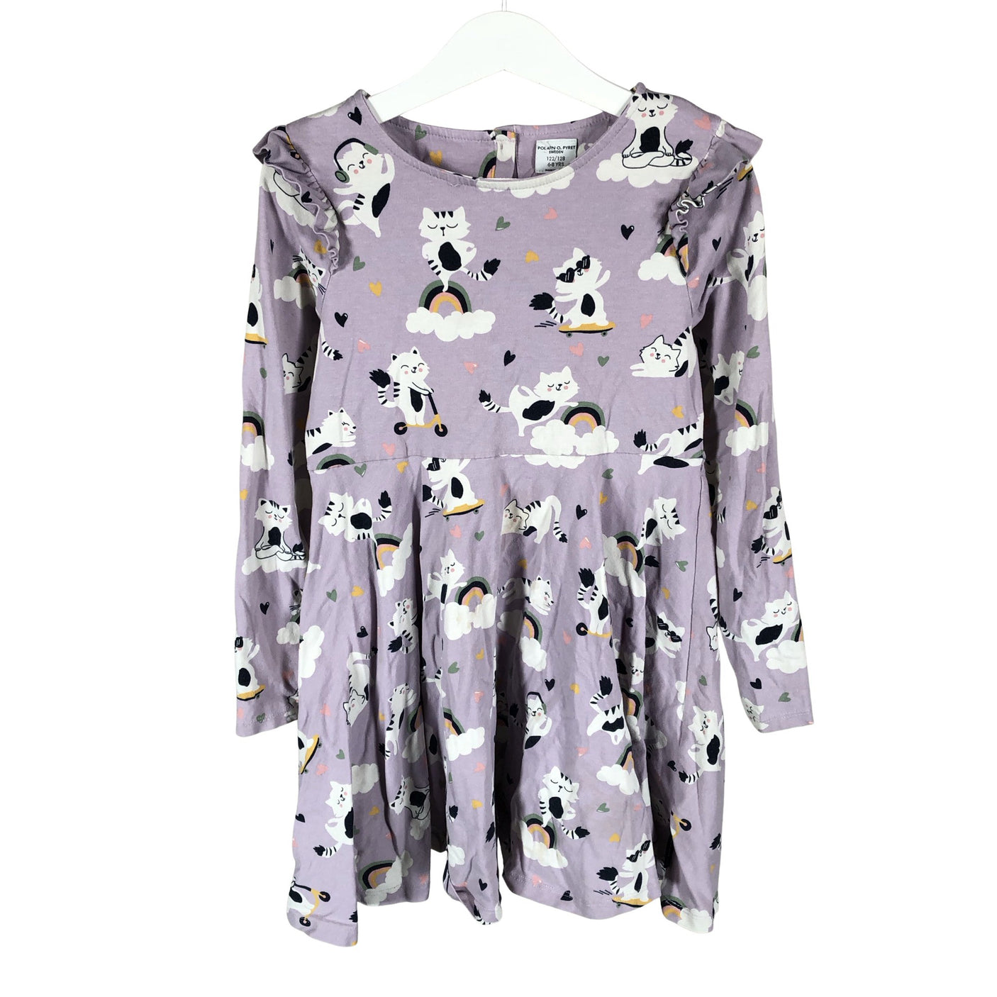 Unisex Polarn O. Pyret - Tricot dress, size 122 - 128 - Violet (1)