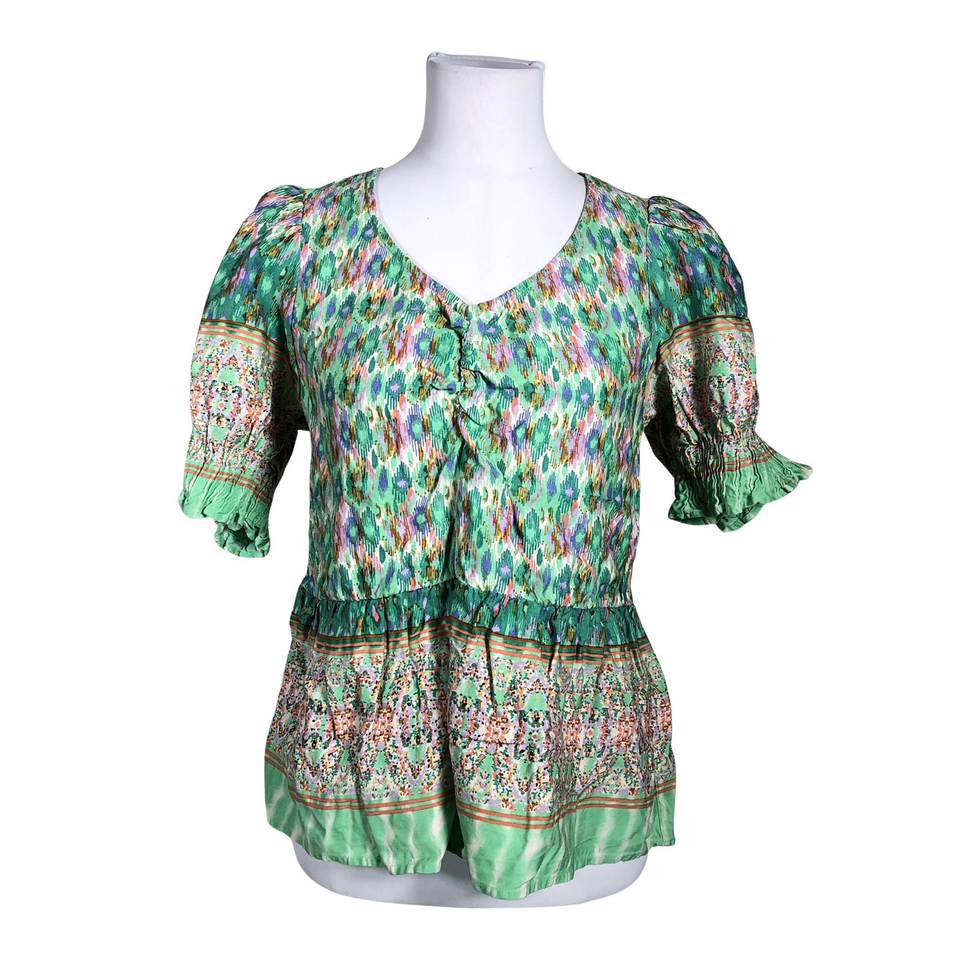 Unisex Cream - Short-sleeved blouse, size 40 - Green (1)