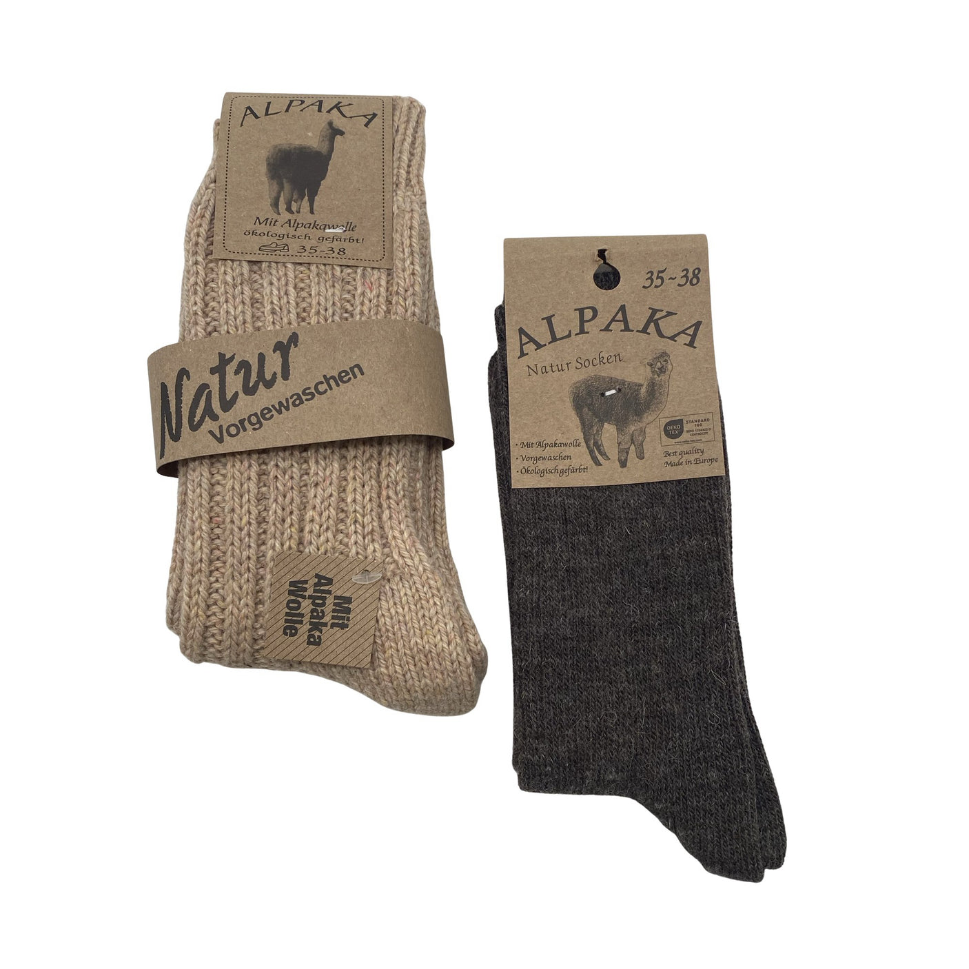 Unisex Alpaka - Wool socks, size 37 - Beige (1)