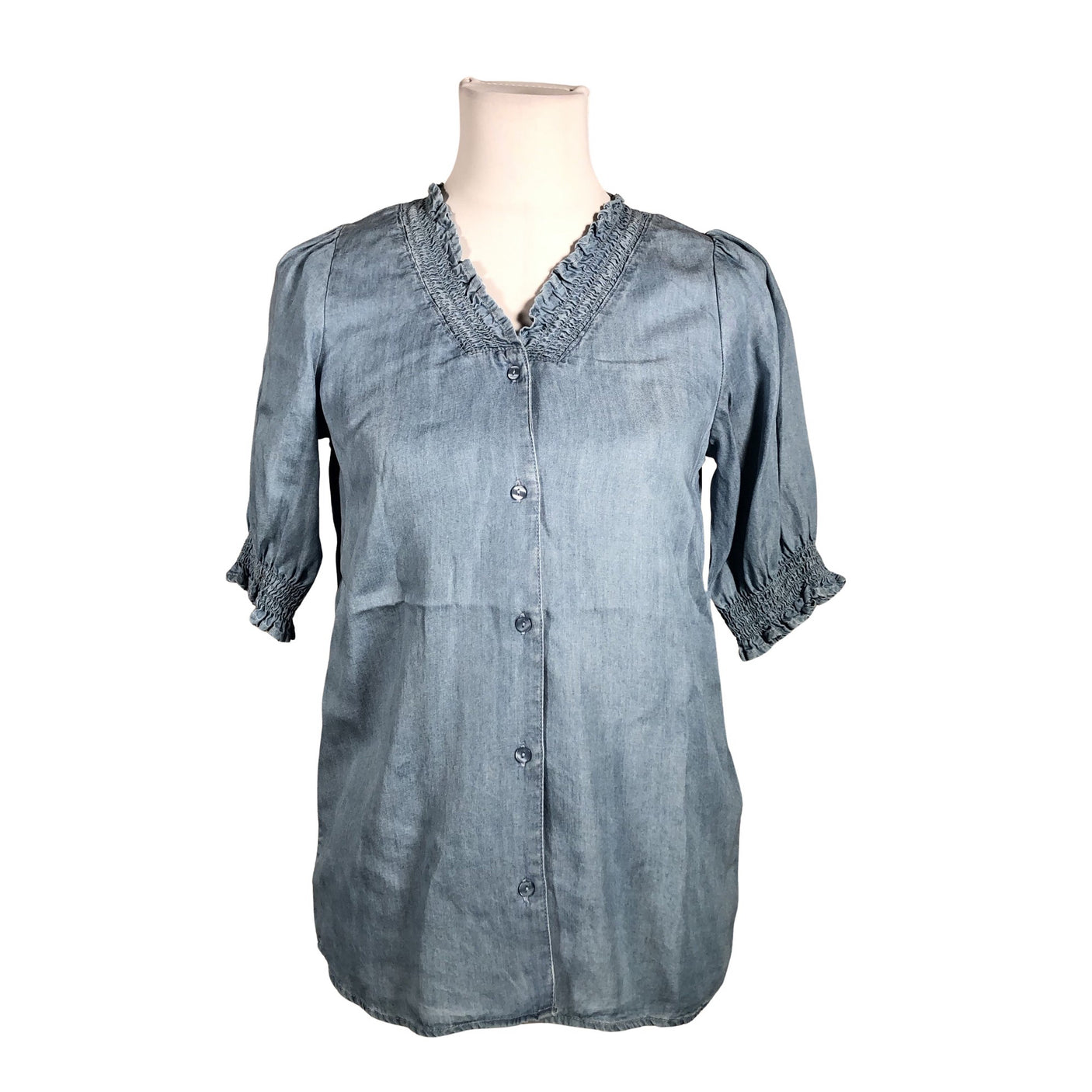 Unisex Soyaconcept - Short-sleeved blouse, size 34 - Blue (1)