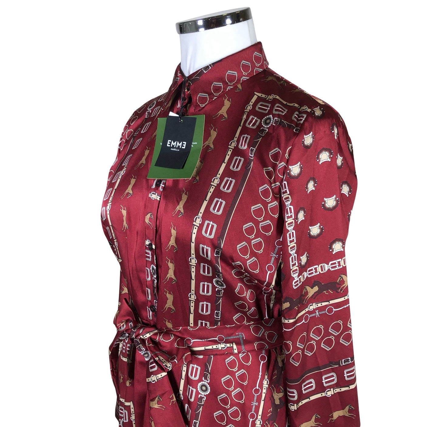 Unisex Emme Marella - Schiffon dress, size 42 - Wine red (3)