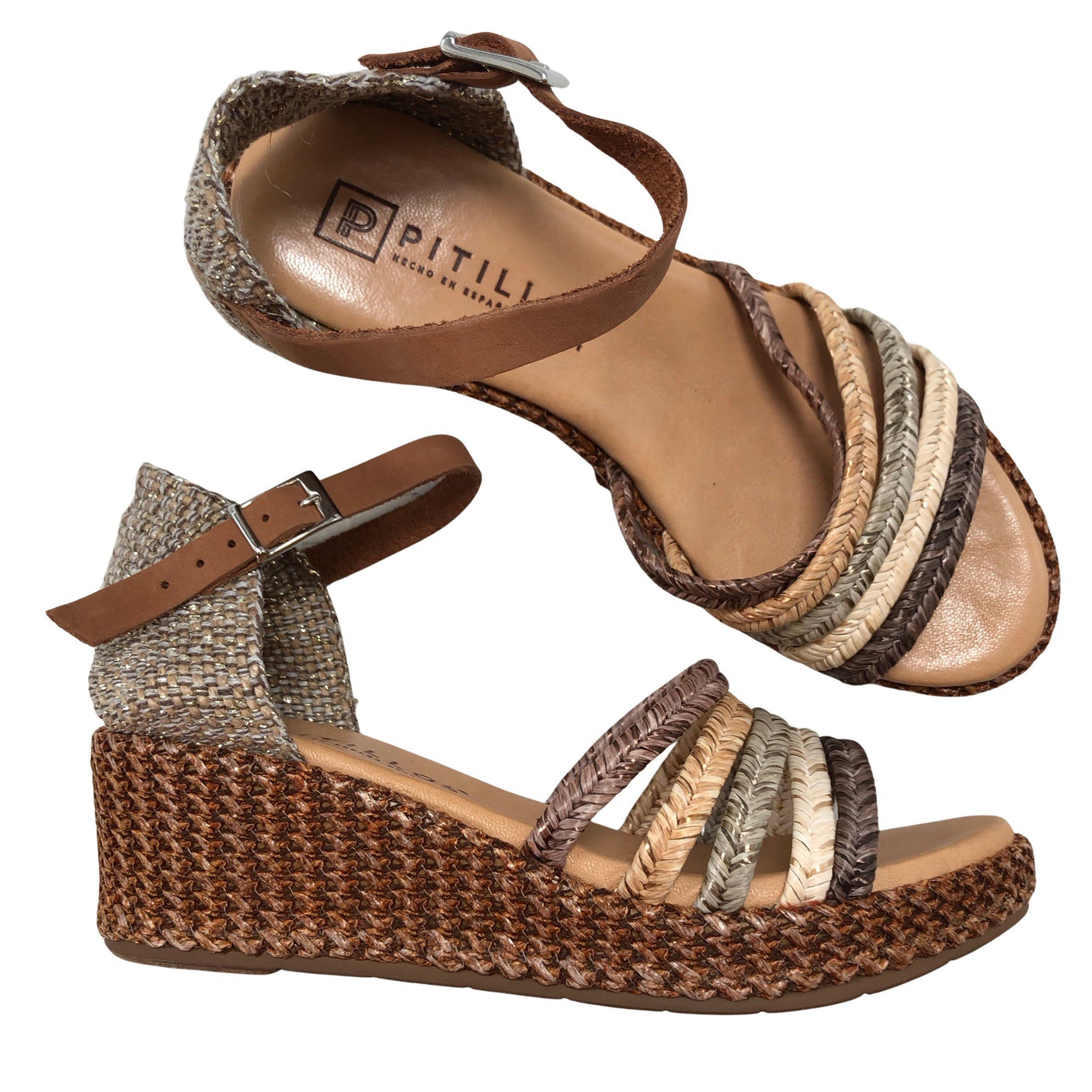 Unisex Pitillos - Wedge sandals, size 39 - Brown (1)