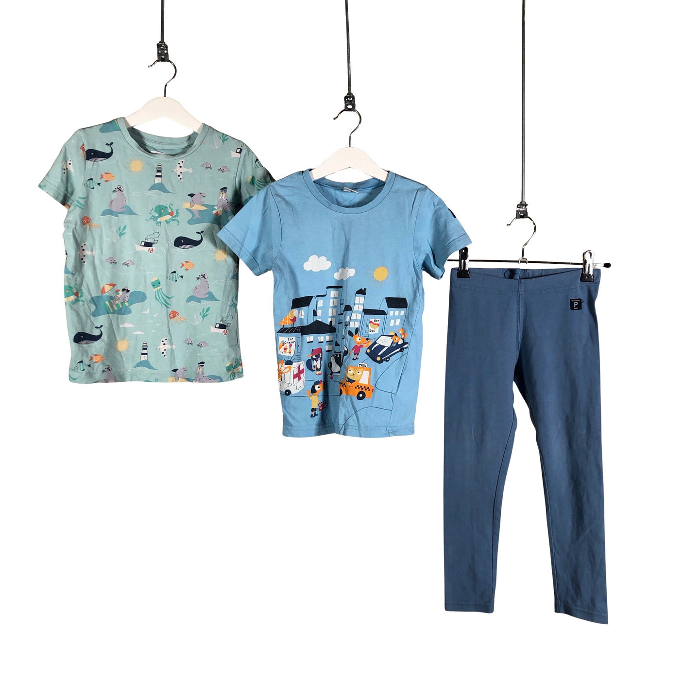Unisex Polarn O. Pyret - T-shirt, size 110 - 116 - Light blue (1)