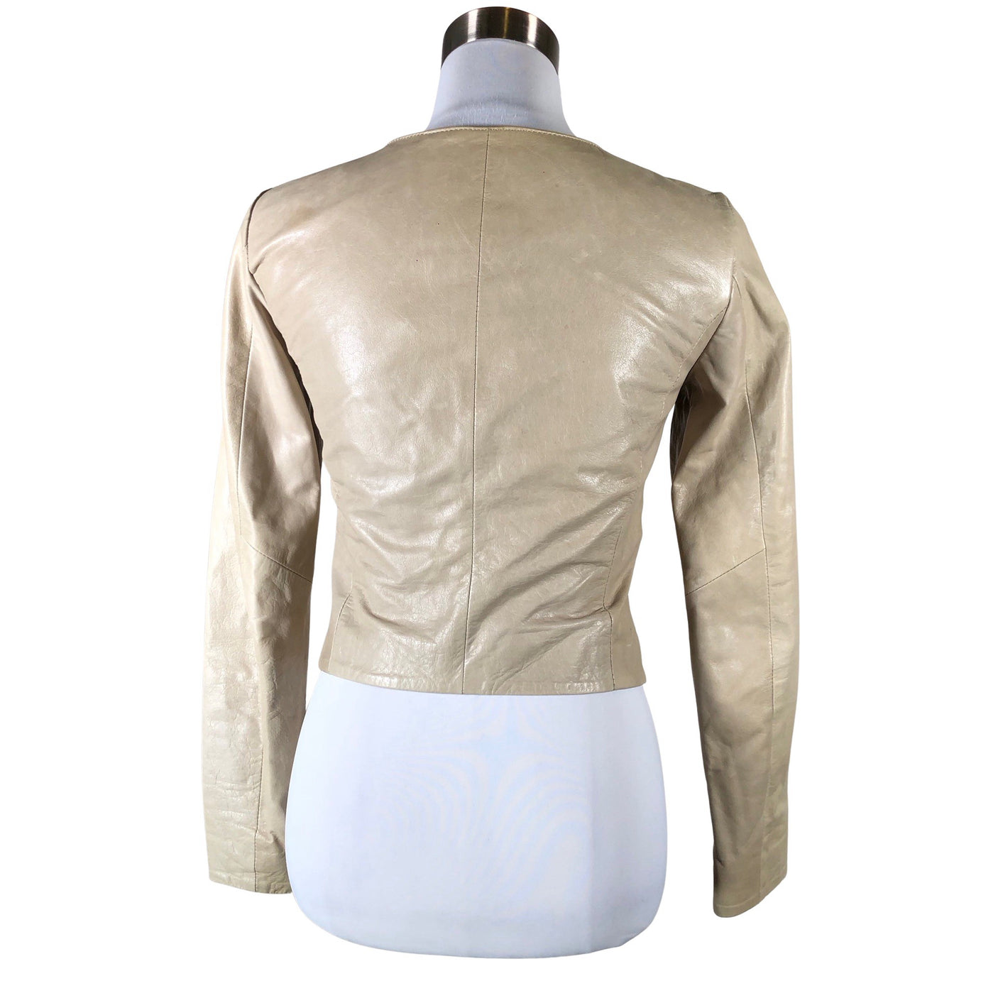 Unisex Selected - Leather jacket, size 34 - Beige (2)