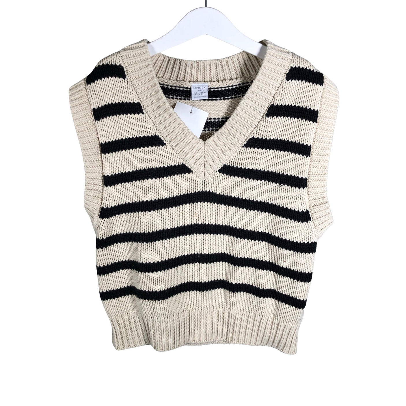 Unisex Lindex - Knit vest, size 134 - 140 - Beige (1)
