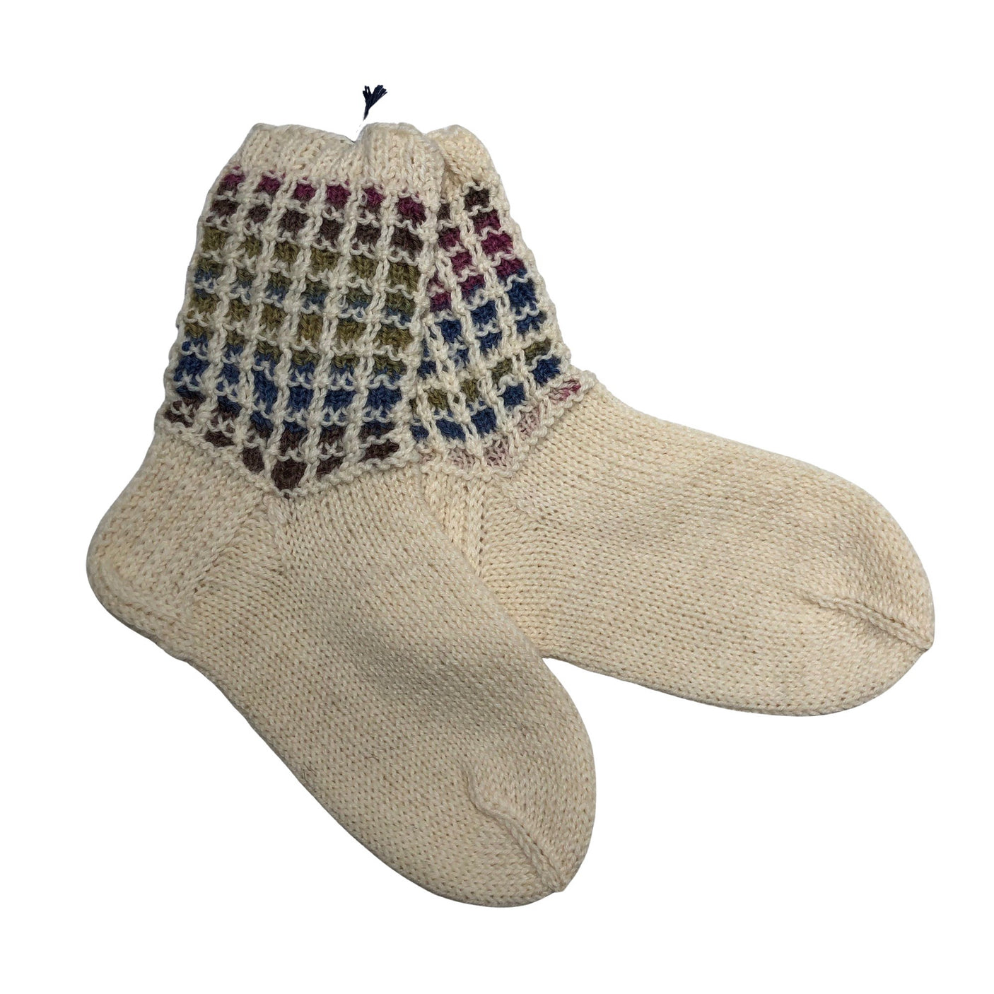 Unisex Handmade - Wool socks, size 33 - Natural white (1)