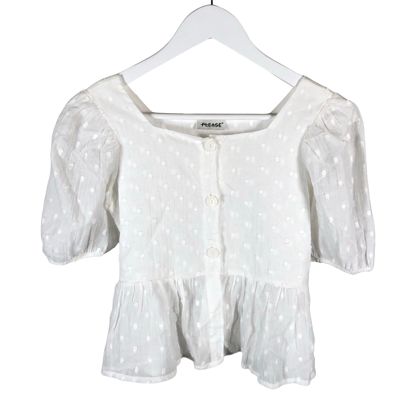 Unisex Please - Short-sleeved blouse, size 158 - 164 - White (1)