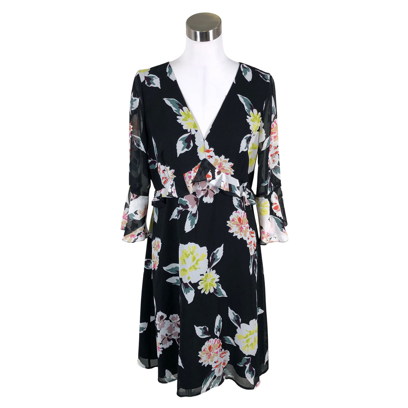 Unisex French Connection - Schiffon dress, size 40 - Black (1)