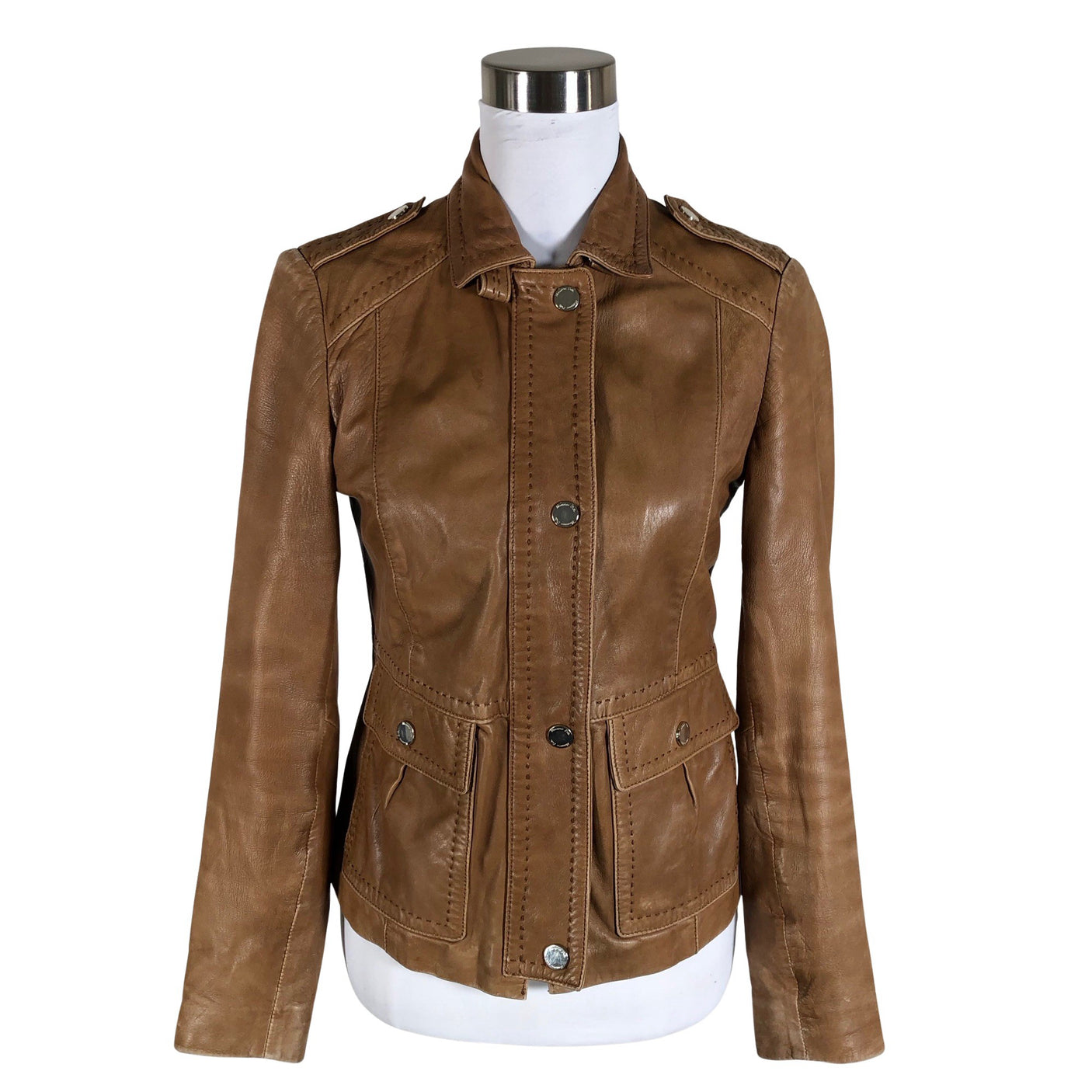 Unisex Massimo Dutti - Leather jacket, size 36 - Brown (1)