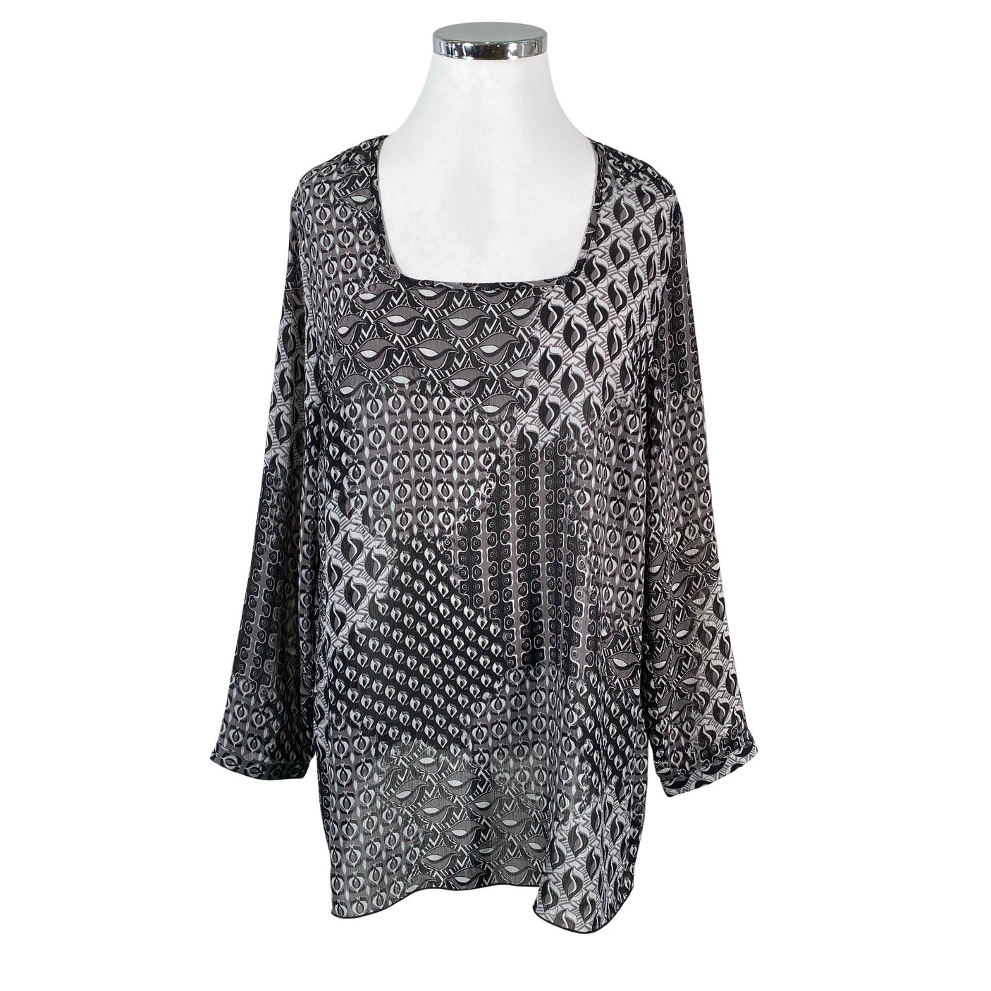 Unisex Ulla Popken - Schiffon tunic, size 52 - Gray (1)