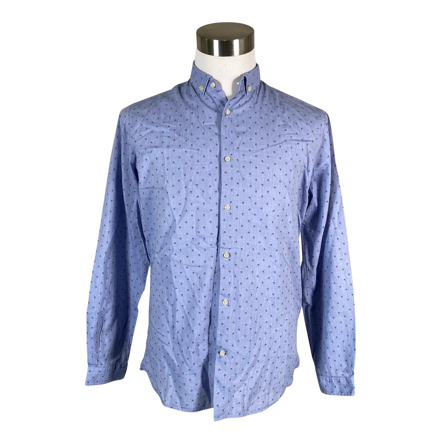 Unisex Knowledge Cotton Apparel - Collared shirt, size M - Blue (1)