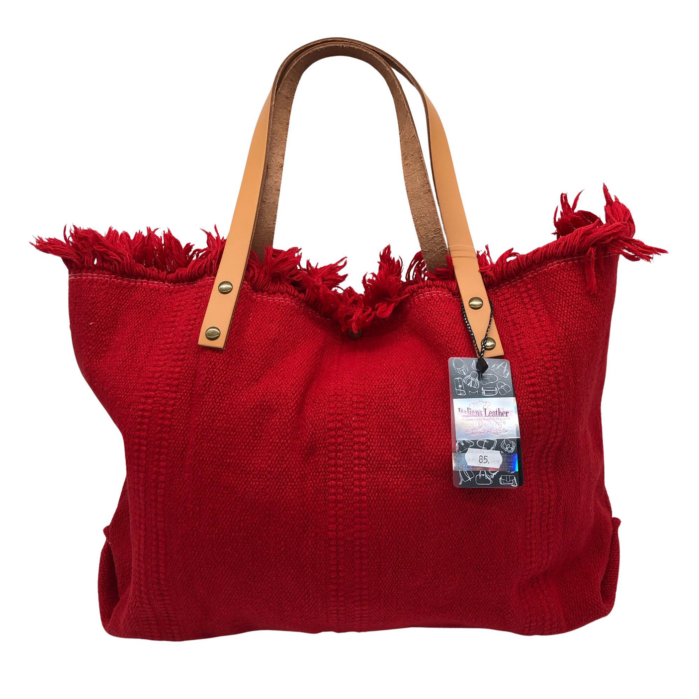 Unisex Italian's Leather - Handbag, size Maxi - Red (1)