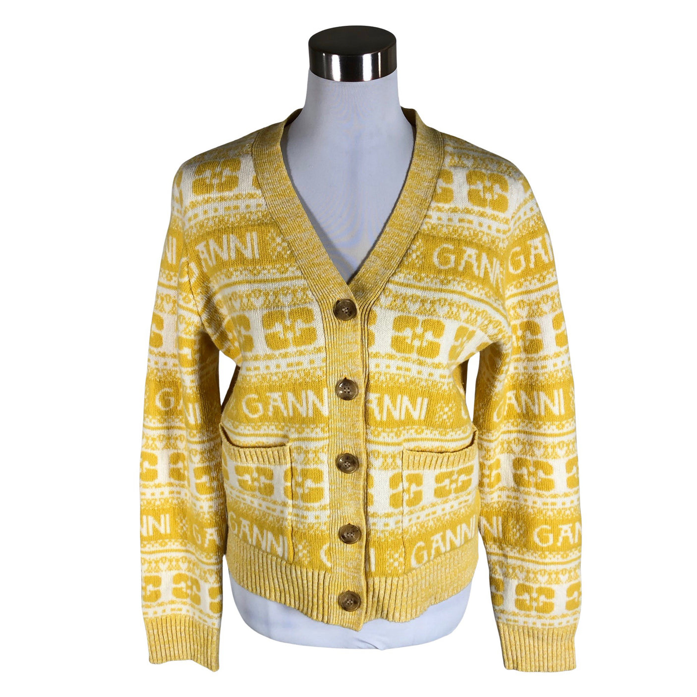 Unisex Ganni - Cardigan, size 38 - Yellow (1)