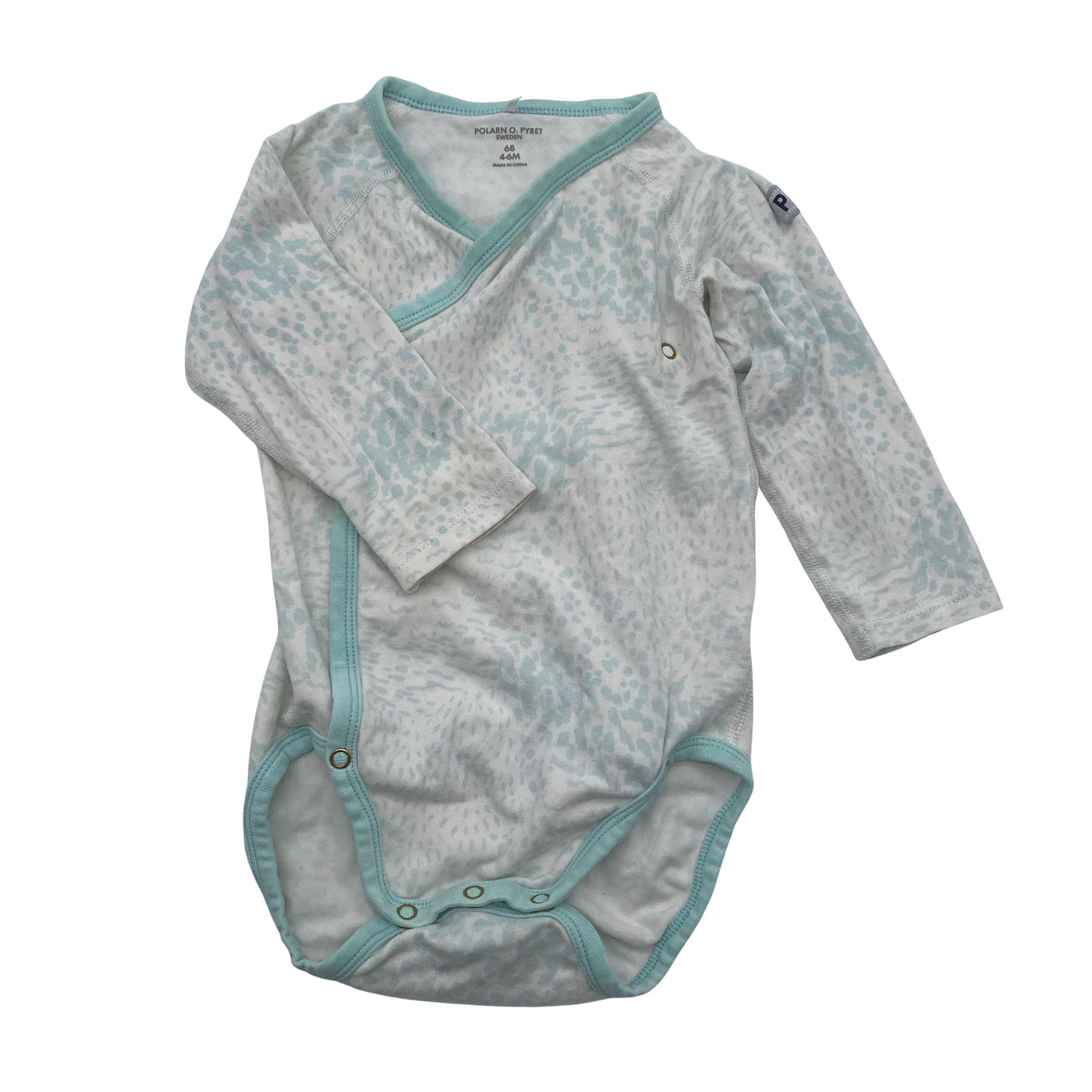 Unisex Polarn O. Pyret - Wrap bodysuit, size 62 - 68 - Turquoise (1)