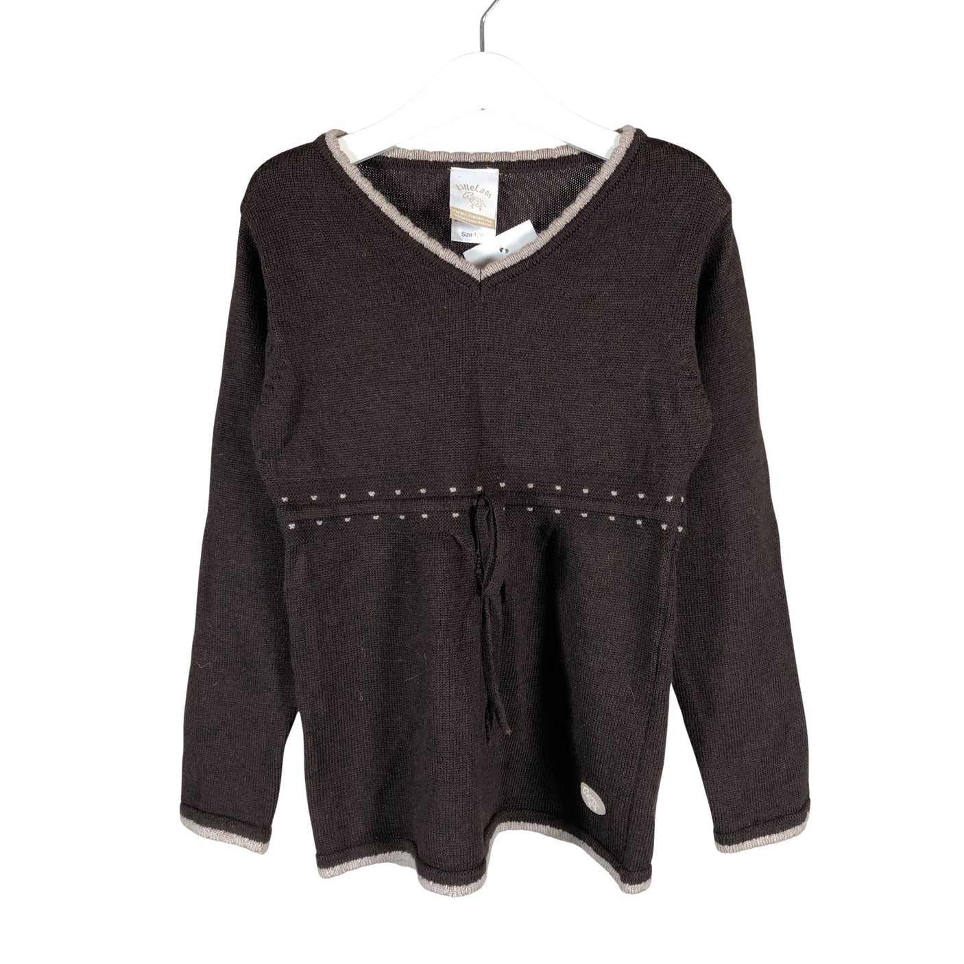 Unisex LilleLam - Knit tunic, size 122 - 128 - Brown (1)