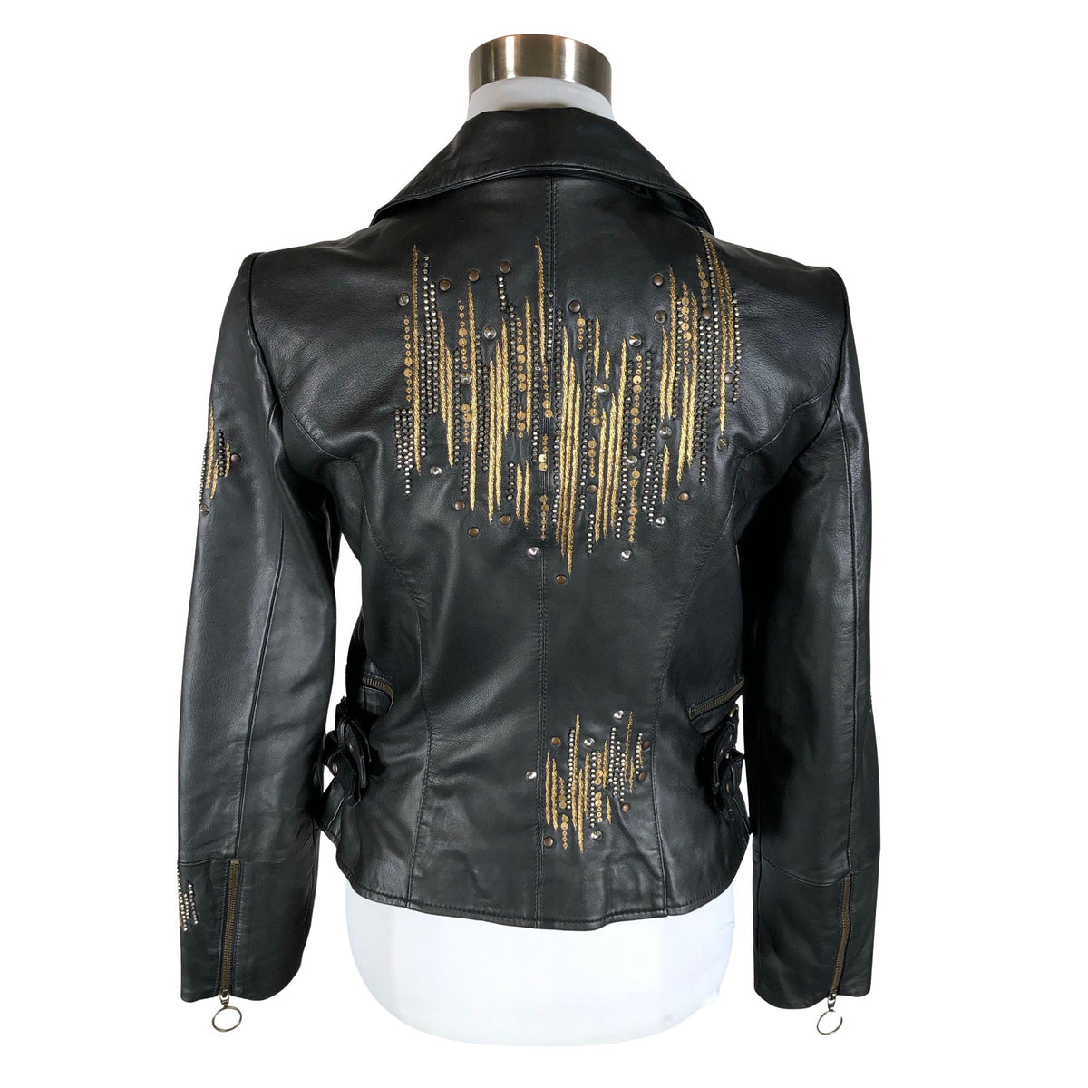 Unisex Cream - Leather jacket, size 38 - Black (2)