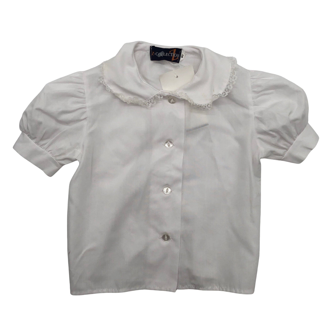 Unisex Z-collection - Short-sleeved blouse, size 74 - 80 - White (1)