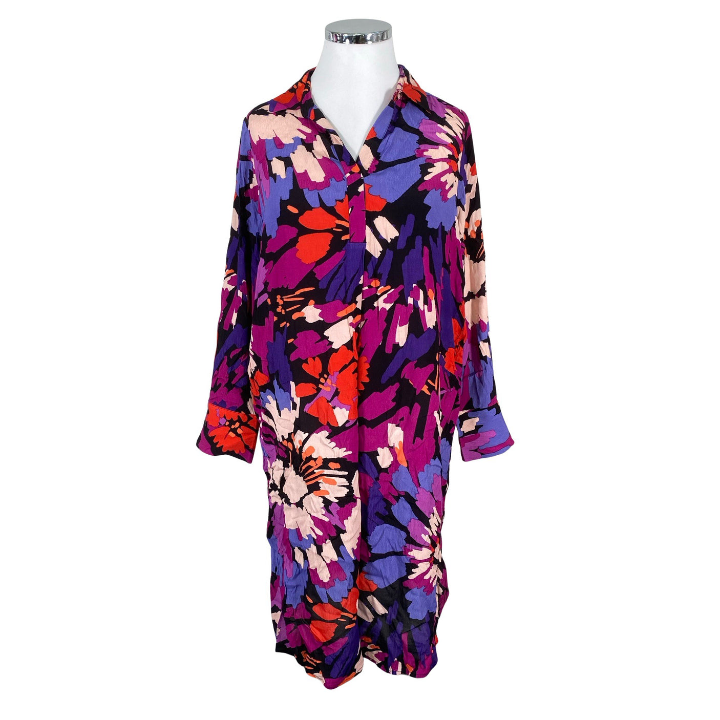 Unisex Ulla Popken - Schiffon dress, size 42 - Violet (1)