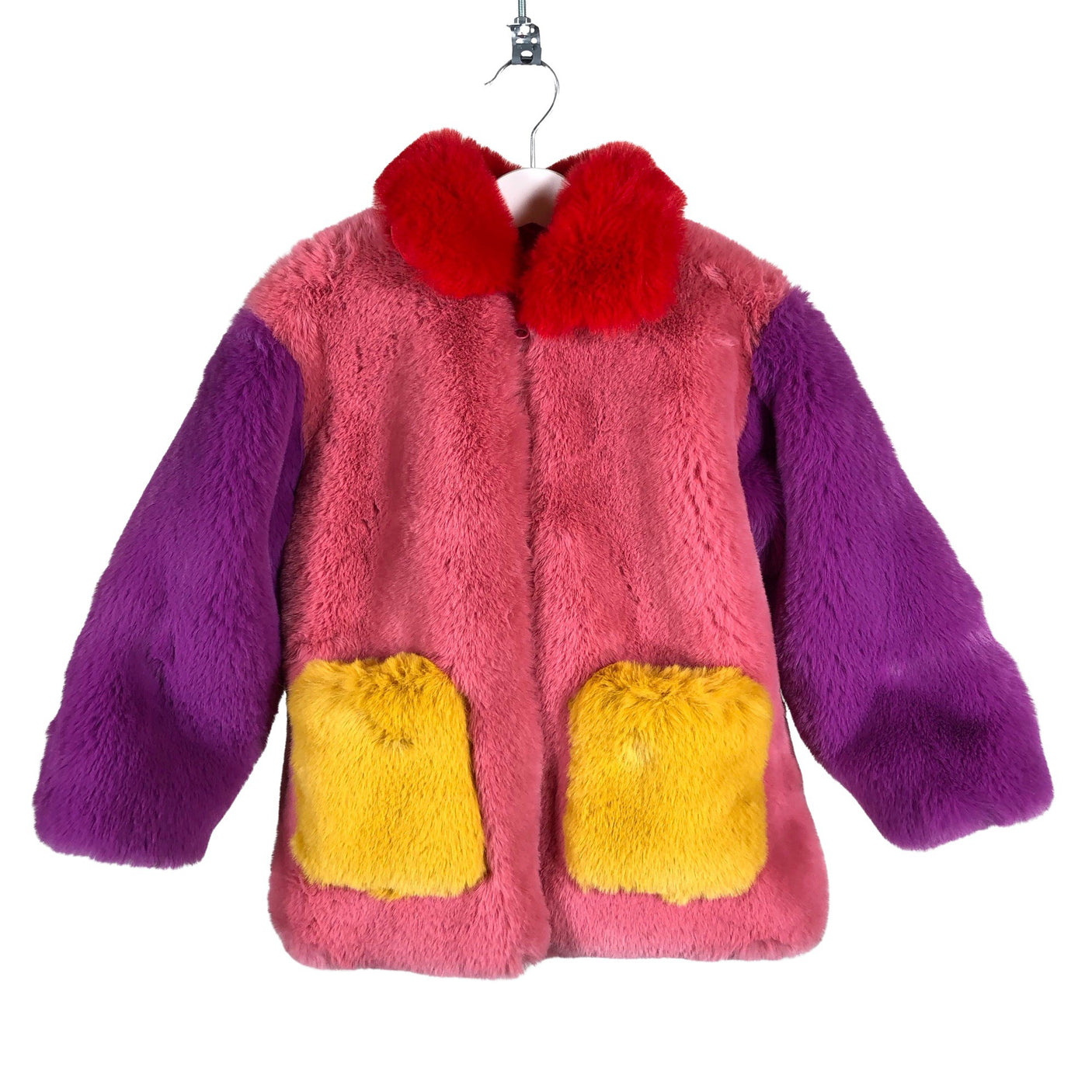 Unisex Bogi - Faux fur coat, size 110 - 116 - Pink (1)