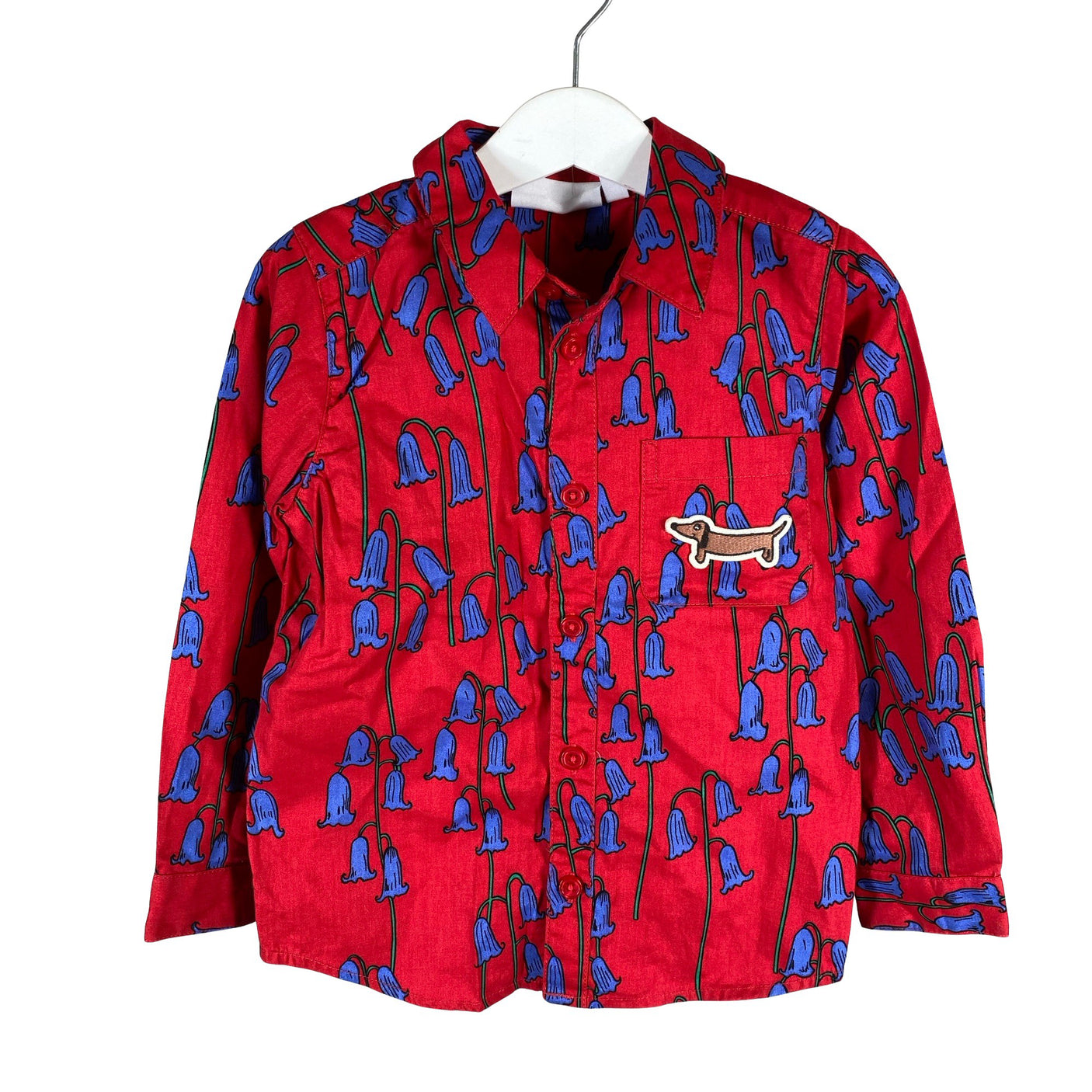 Unisex Mini Rodini - Collared shirt, size 104 - 110 - Red (1)