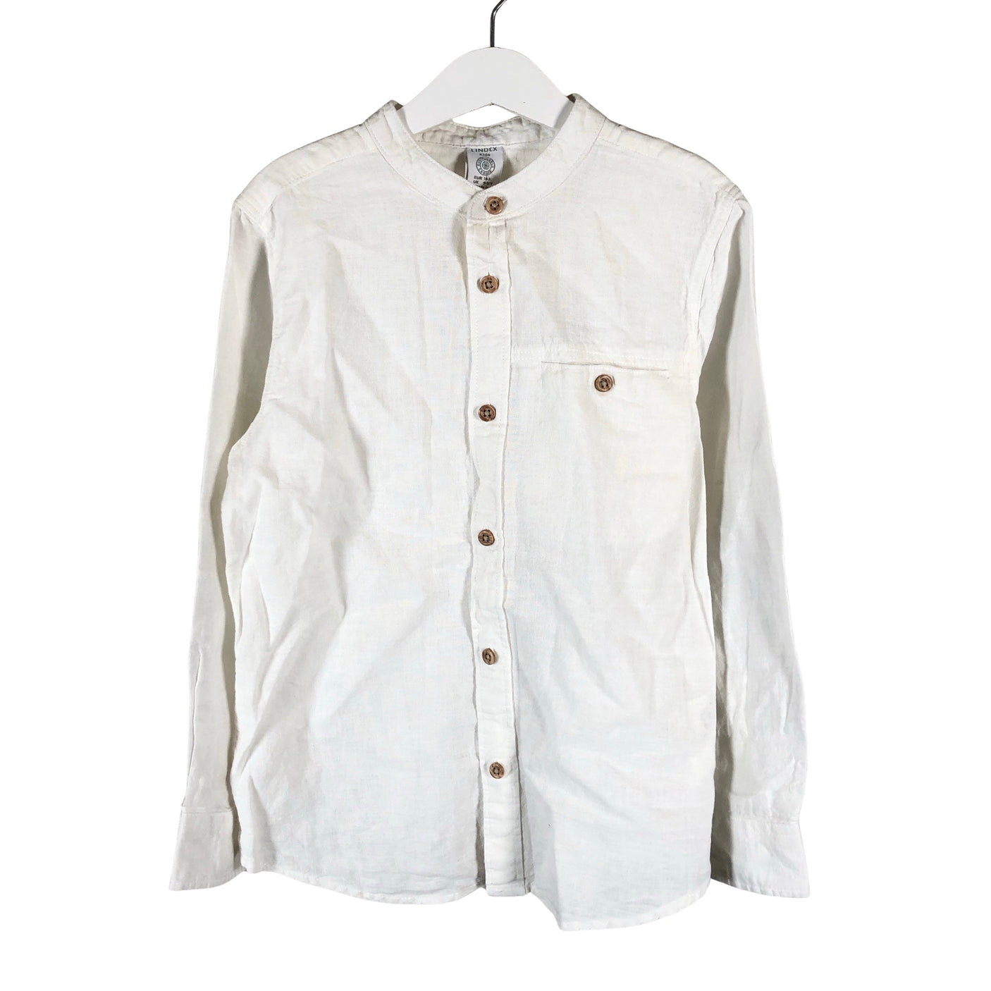 Unisex Lindex - Collared shirt, size 134 - 140 - Natural white (1)