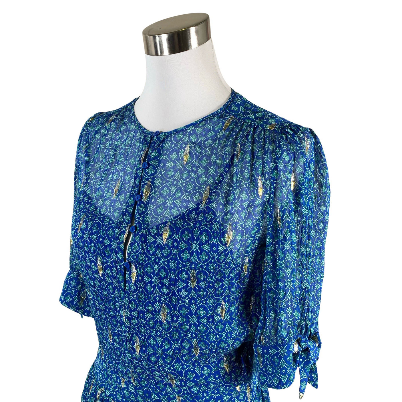 Unisex ba&sh - Schiffon dress, size 34 - Blue (2)