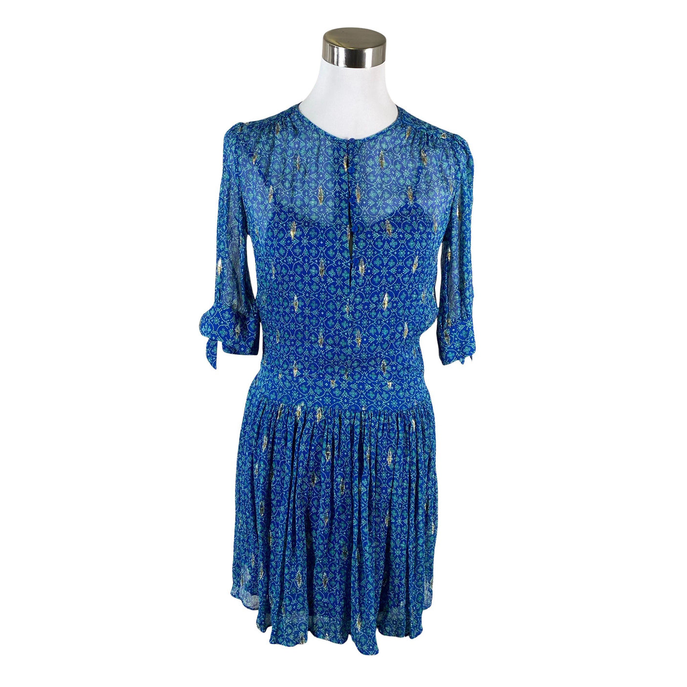 Unisex ba&sh - Schiffon dress, size 34 - Blue (1)