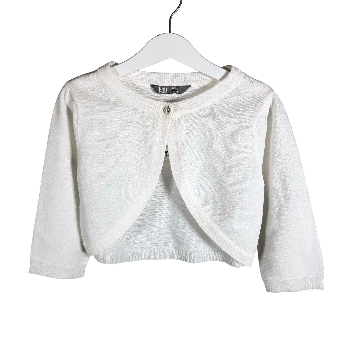 Unisex Lindex - Knit bolero jacket, size 122 - 128 - White (1)