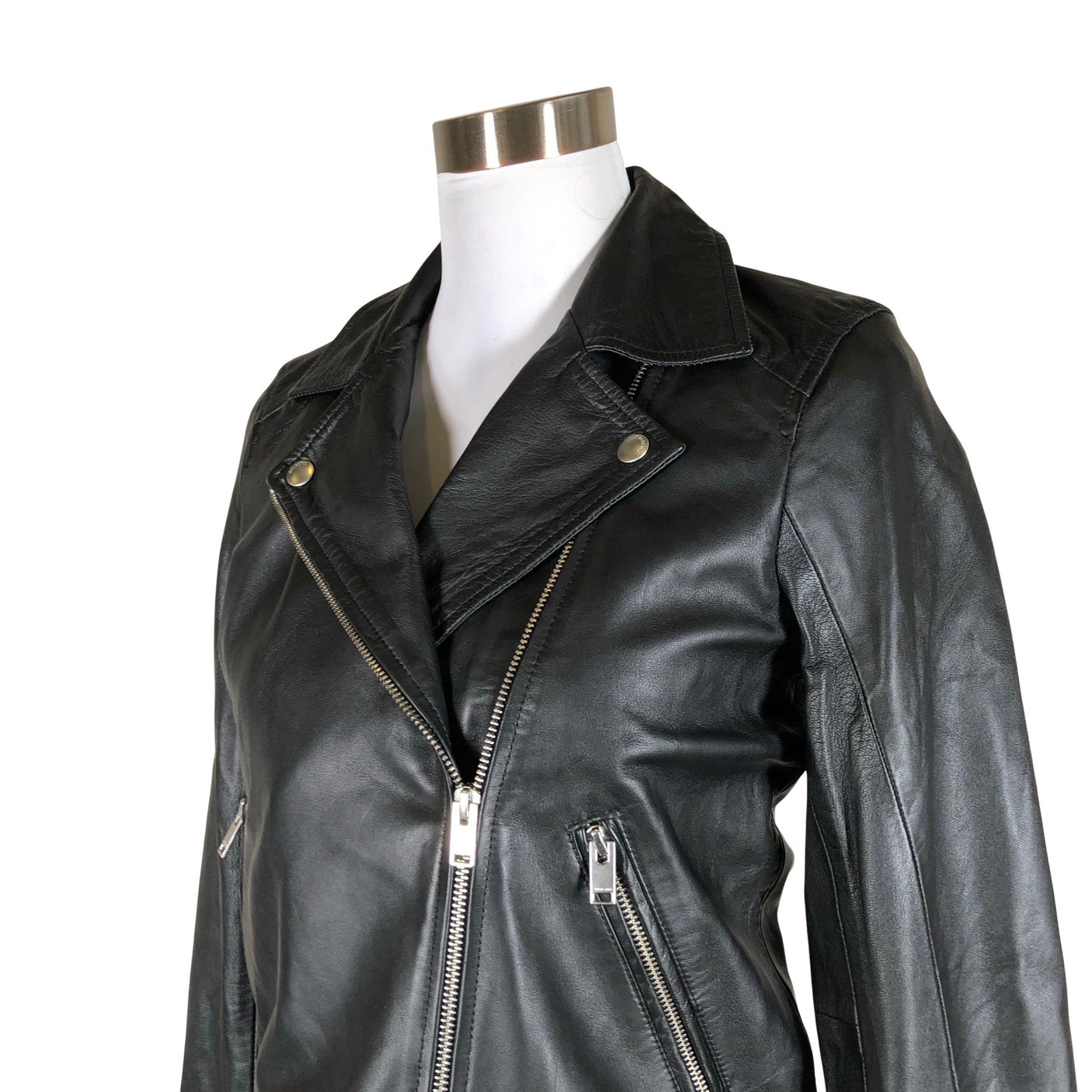 Unisex Selected - Leather jacket, size 36 - Black (3)