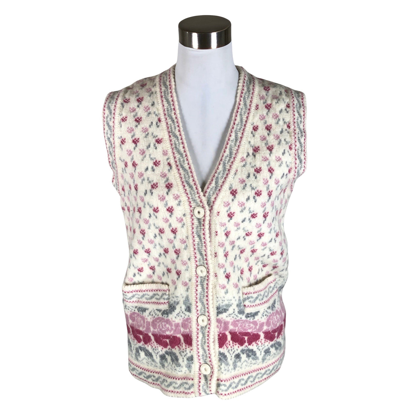 Unisex Handmade - Knit vest, size 36 - White (1)