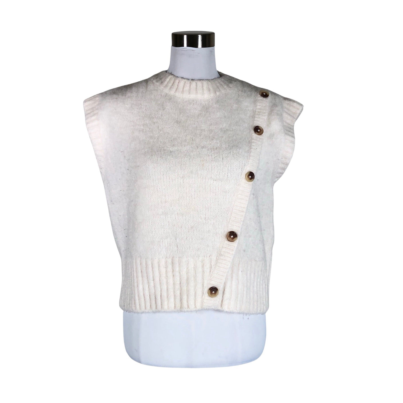 Unisex Yaya - Knit vest, size 38 - Natural white (1)