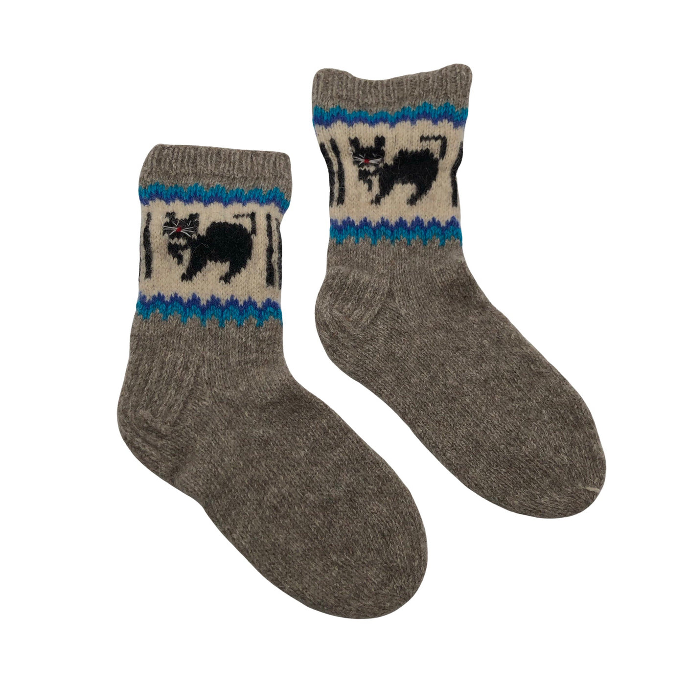 Unisex Handmade - Wool socks, size 40 - Gray (1)