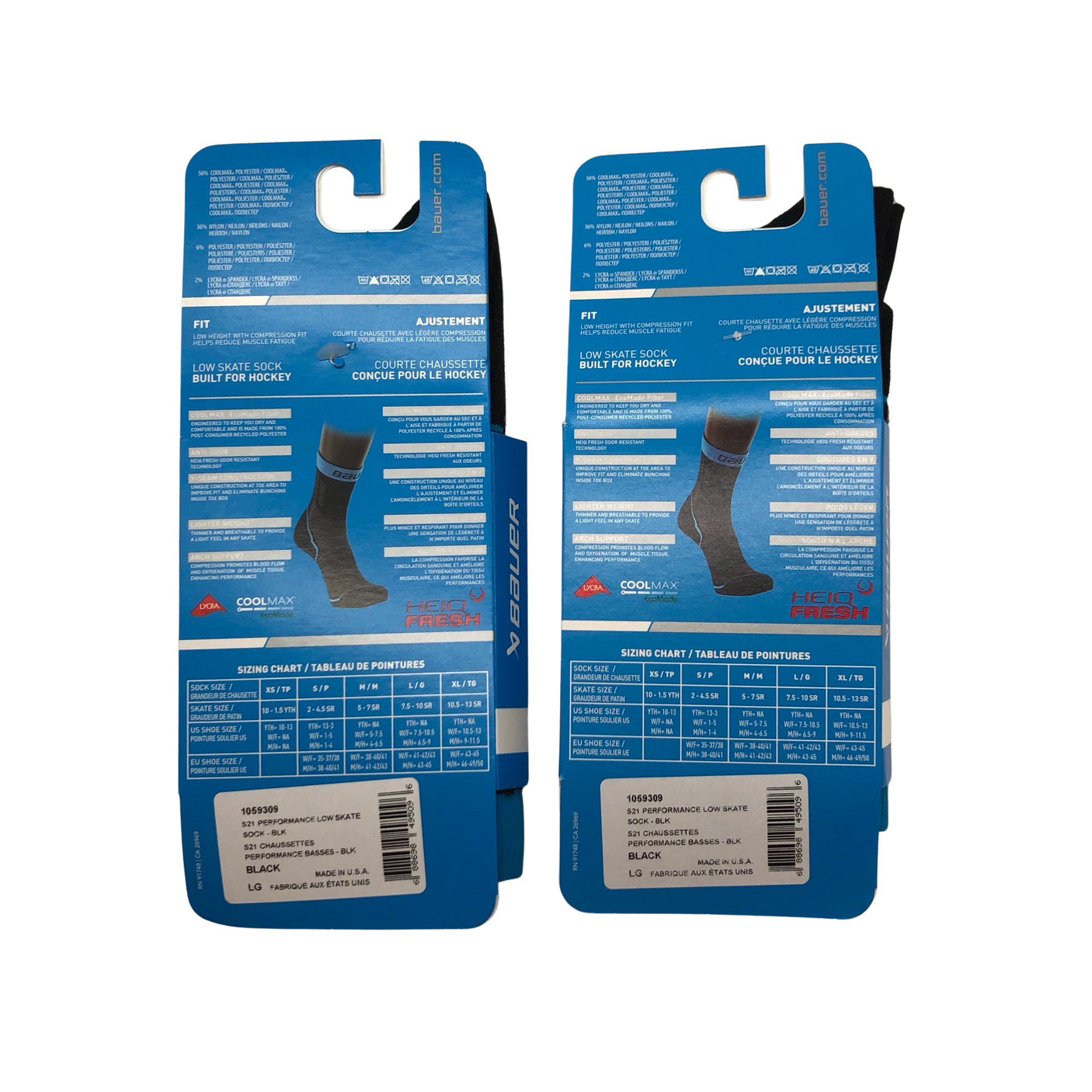 Unisex Bauer - Socks, size 43 - Black (2)