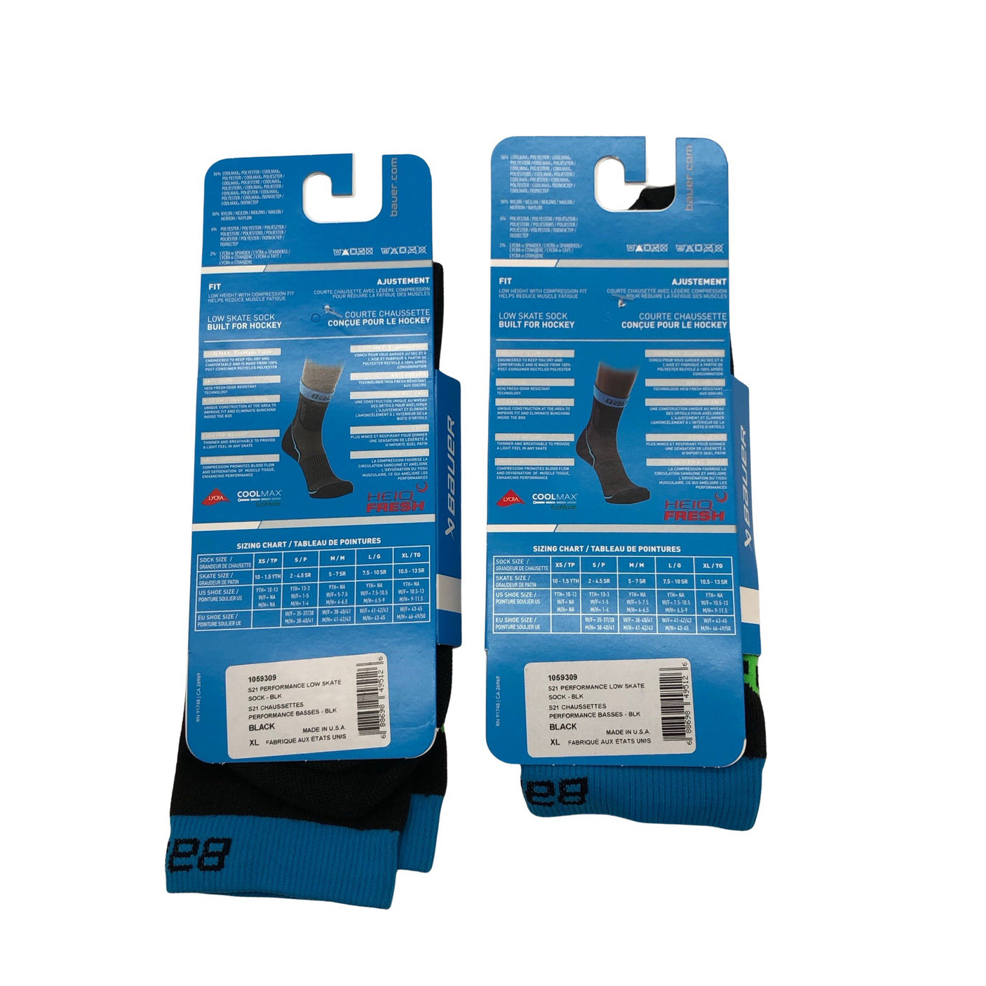 Unisex Bauer - Socks, size 43 - Black (2)