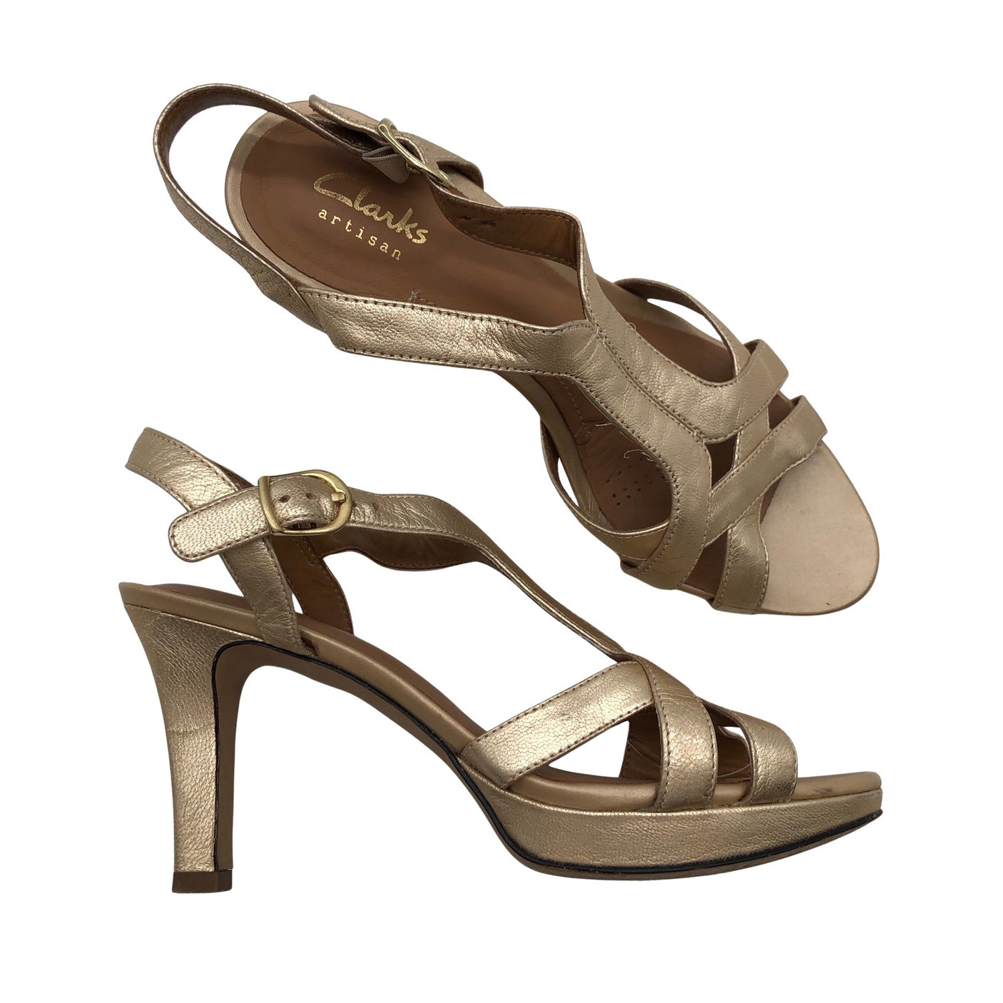 Unisex Clarks - Heeled sandals, size 38 - Gold (1)