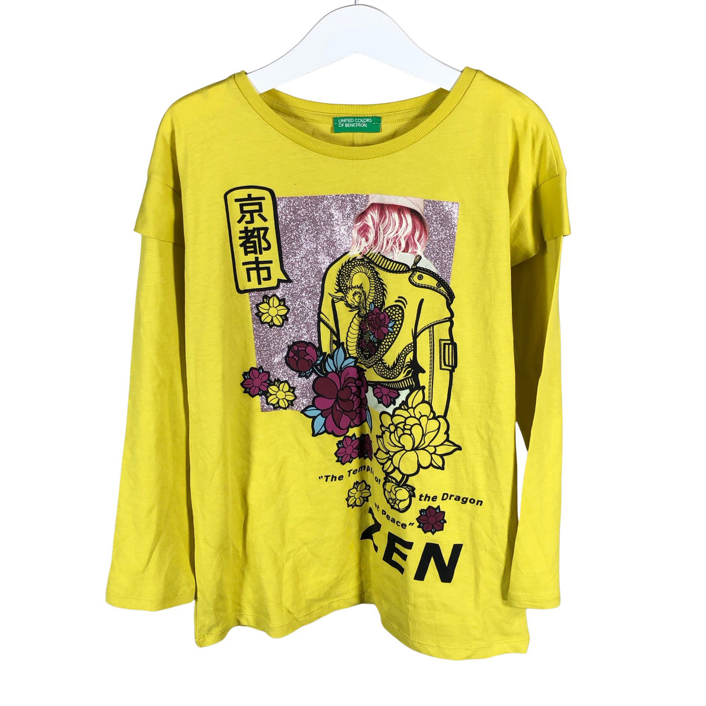 Unisex Benetton - Tricot shirt, size 128 - 134 - Yellow (1)