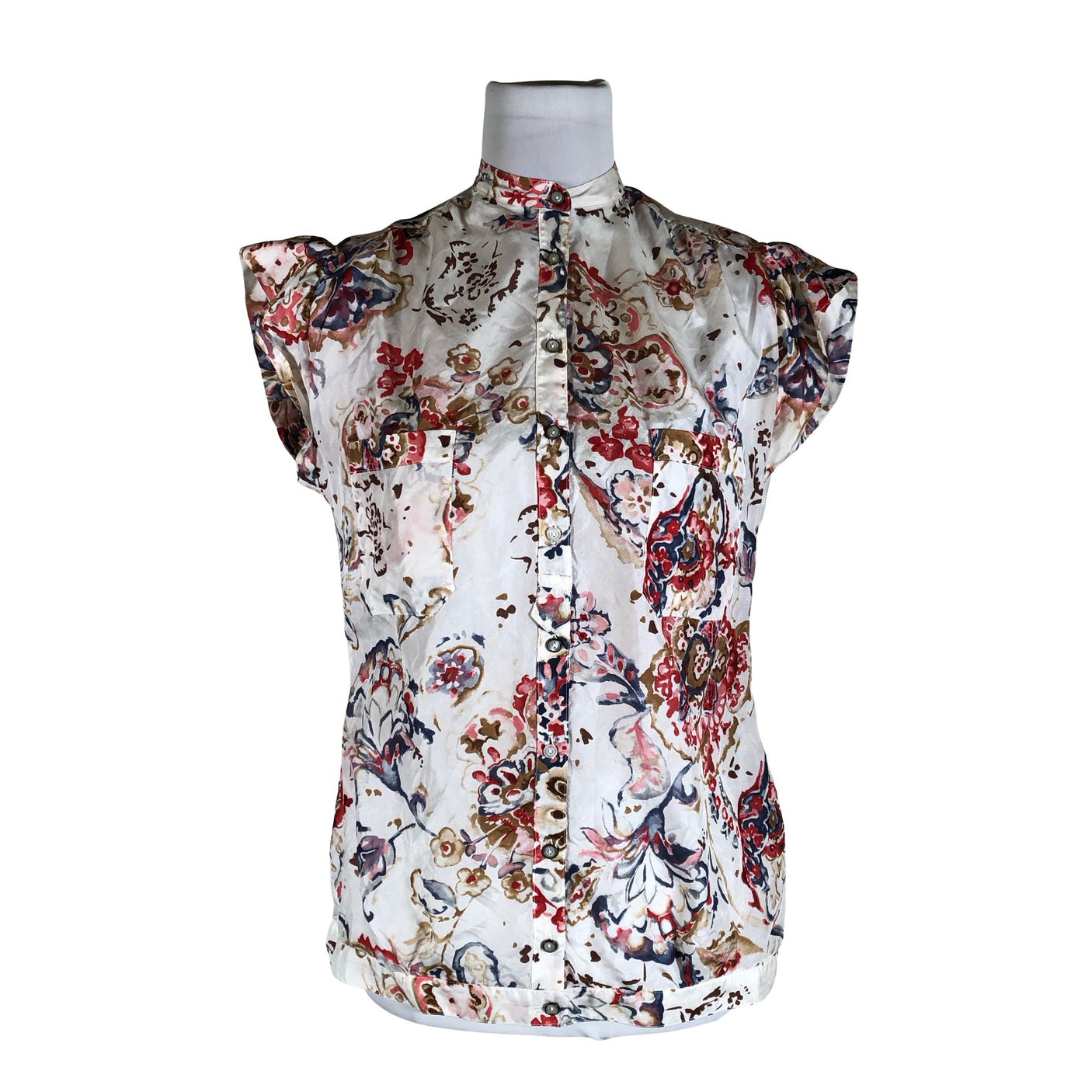 Unisex Massimo Dutti - Short-sleeved blouse, size 38 - Natural white (1)