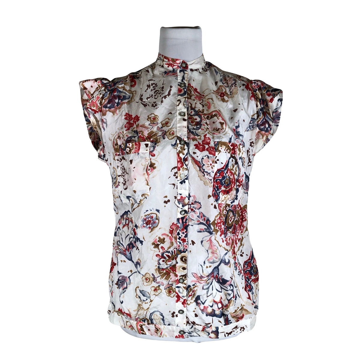 Unisex Massimo Dutti - Short-sleeved blouse, size 38 - Natural white (1)