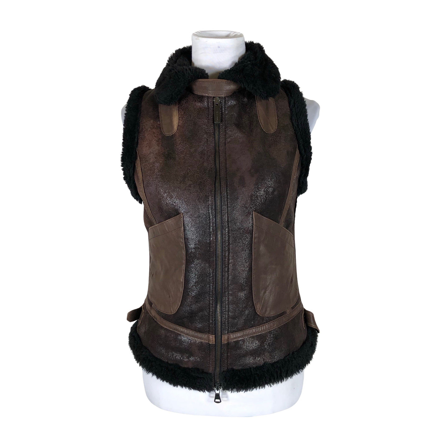 Unisex Sand - Faux fur vest, size 36 - Brown (1)