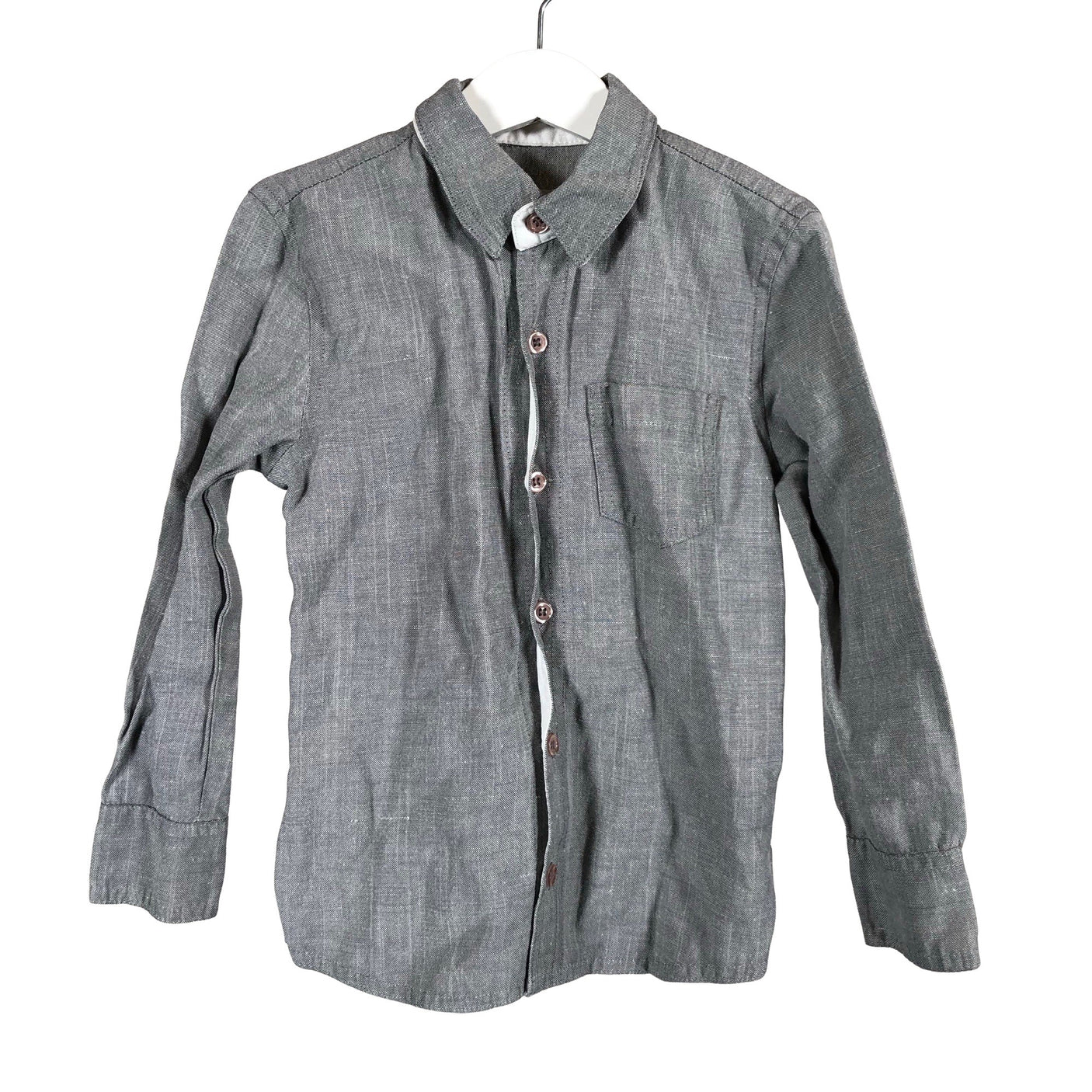 Unisex CKS - Collared shirt, size 110 - 116 - Gray (1)