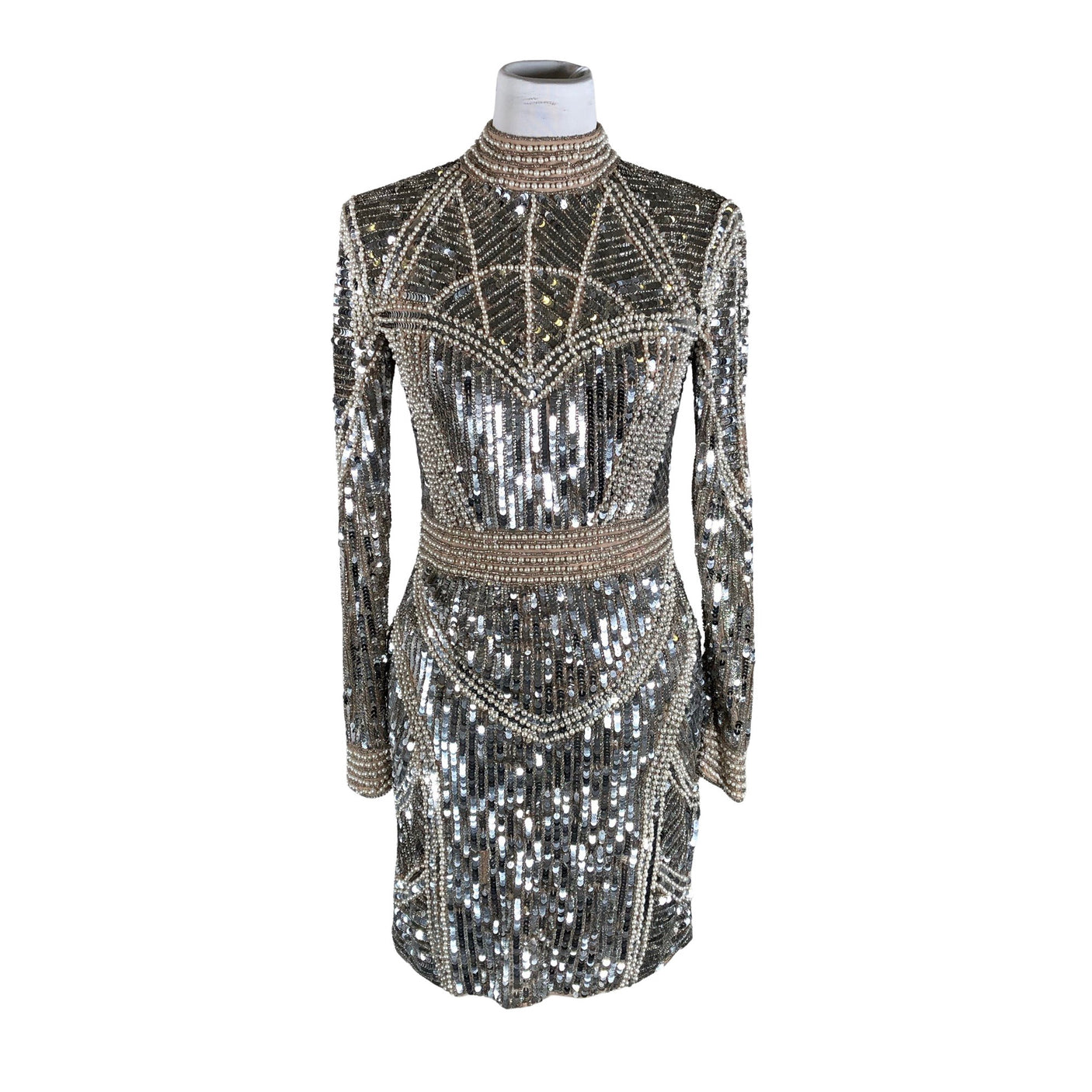 Unisex Karen Millen - Party dress, size 38 - Silver (1)