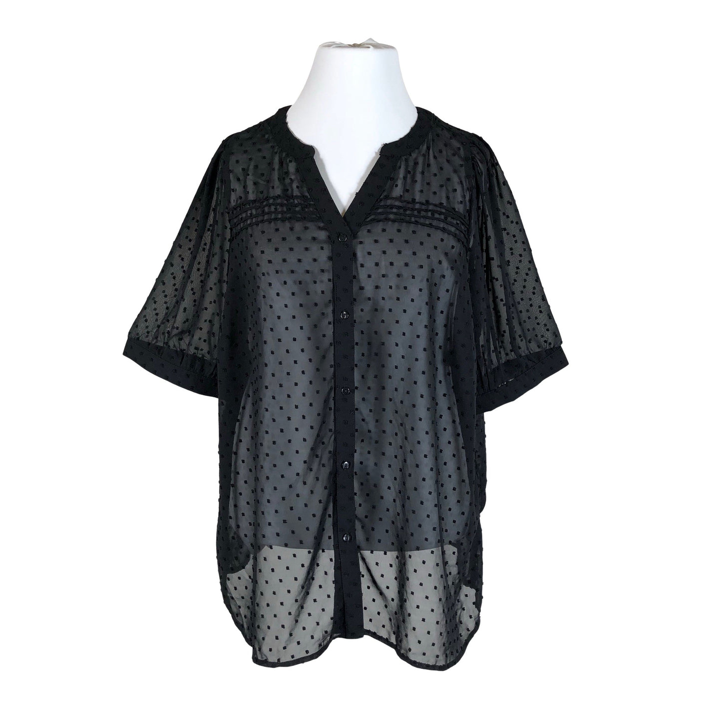 Unisex Zizzi - Schiffon tunic, size 46 - Black (1)