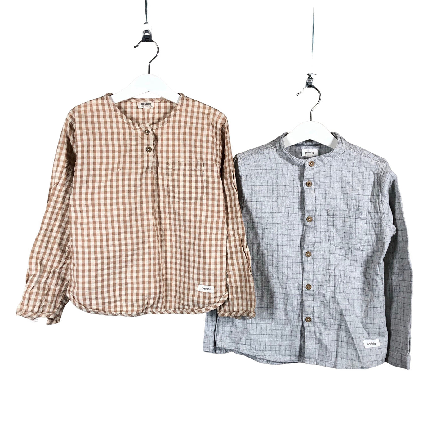 Unisex Newbie - Collared shirt, size 116 - 122 - Beige (1)