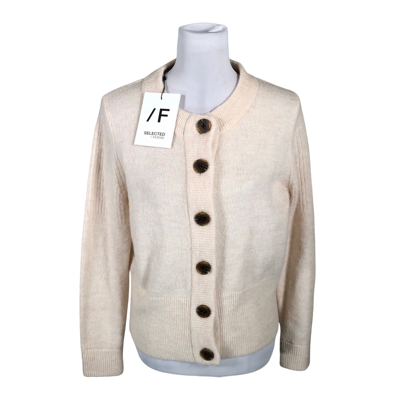 Unisex Selected - Cardigan, size 38 - Natural white (1)