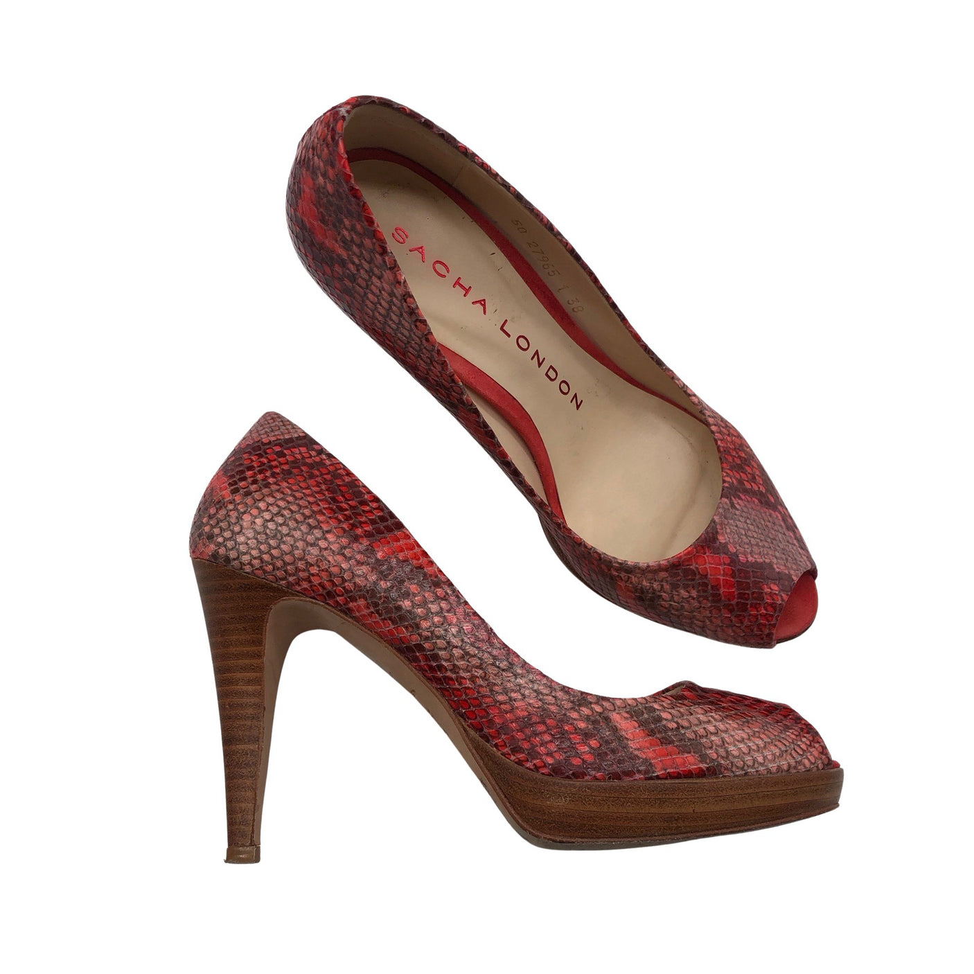 Unisex Sacha London - Open toe high heel shoes, size 38 - Red (1)