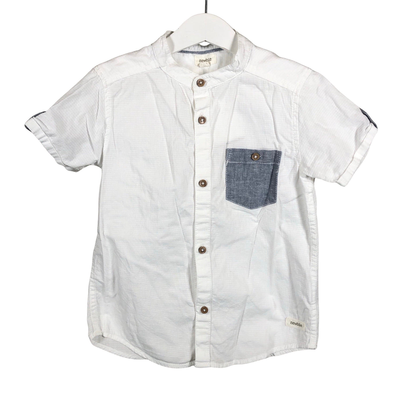 Unisex Newbie - Collared shirt, size 104 - 110 - White (1)