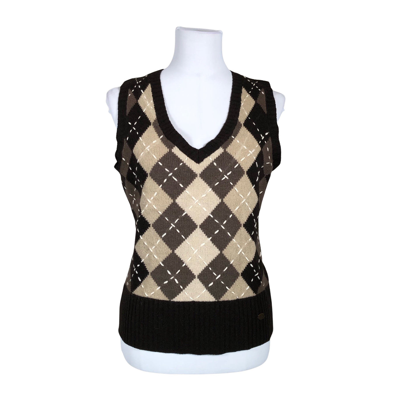 Unisex Tom Tailor - Knit vest, size 40 - Brown (1)