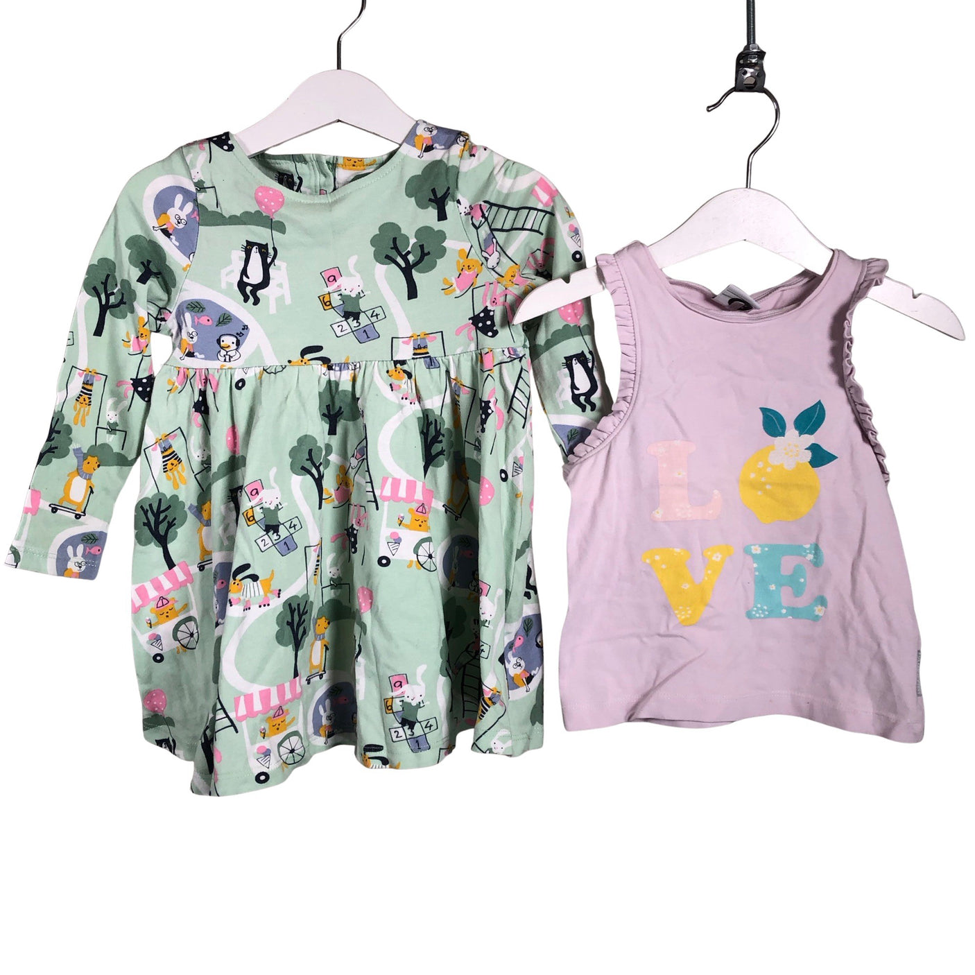 Unisex Polarn O. Pyret - Tricot dress, size 92 - 98 - Green (1)